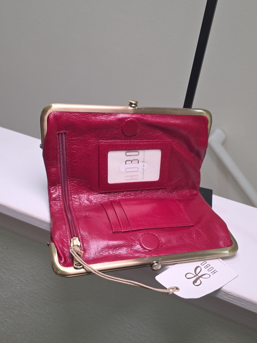 HOBO Lauren Clutch Wallet in Cardinal Red w/Embroidered Dragon NWT - Picture 9 of 15